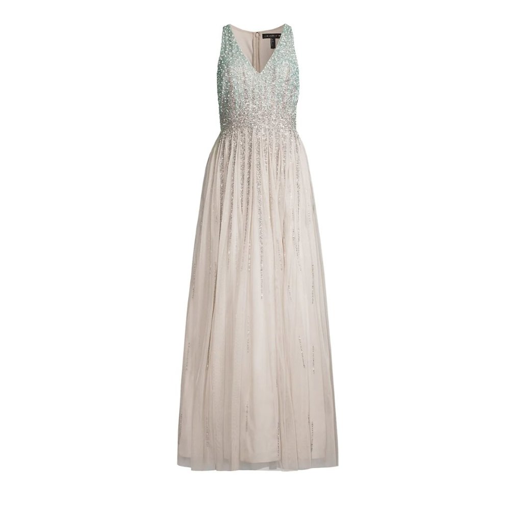 Aidan Mattox V-Neck Beaded Gown